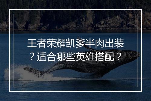 王者荣耀凯爹半肉出装？适合哪些英雄搭配？