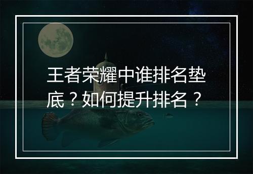 王者荣耀中谁排名垫底？如何提升排名？