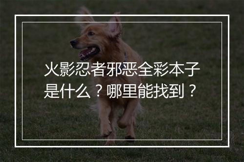 火影忍者邪恶全彩本子是什么？哪里能找到？