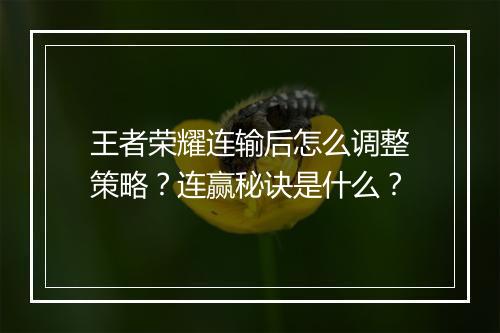 王者荣耀连输后怎么调整策略？连赢秘诀是什么？
