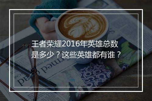 王者荣耀2016年英雄总数是多少？这些英雄都有谁？
