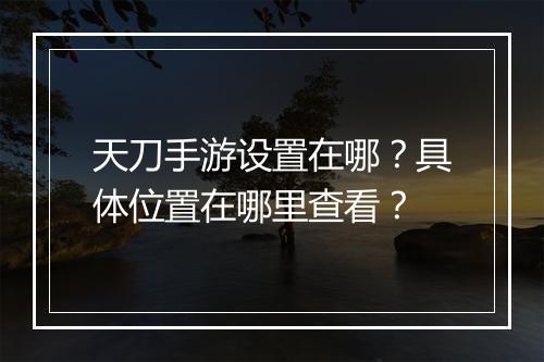 天刀手游设置在哪？具体位置在哪里查看？