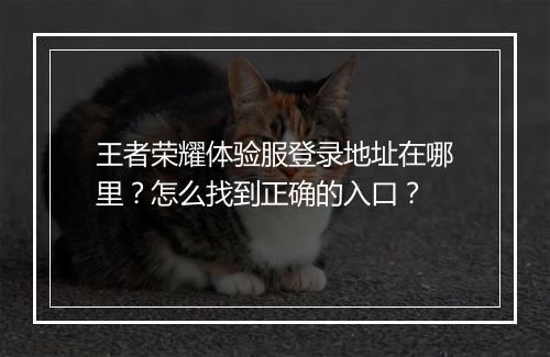 王者荣耀体验服登录地址在哪里？怎么找到正确的入口？