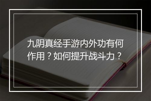 九阴真经手游内外功有何作用？如何提升战斗力？