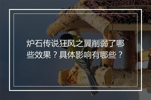 炉石传说狂风之翼削弱了哪些效果？具体影响有哪些？