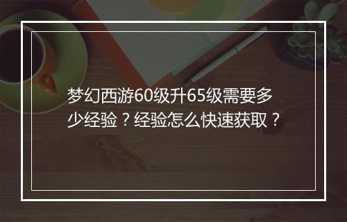 梦幻西游60级升65级需要多少经验？经验怎么快速获取？