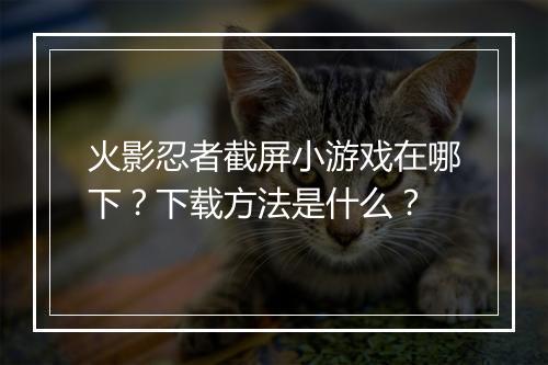 火影忍者截屏小游戏在哪下？下载方法是什么？