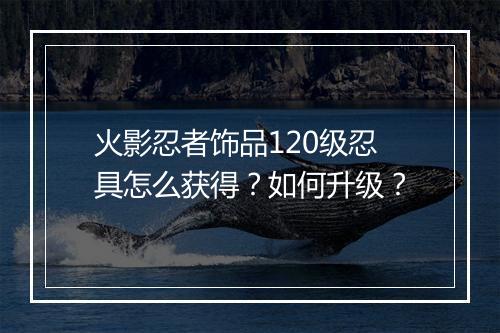 火影忍者饰品120级忍具怎么获得？如何升级？