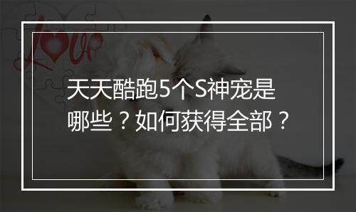 天天酷跑5个S神宠是哪些？如何获得全部？