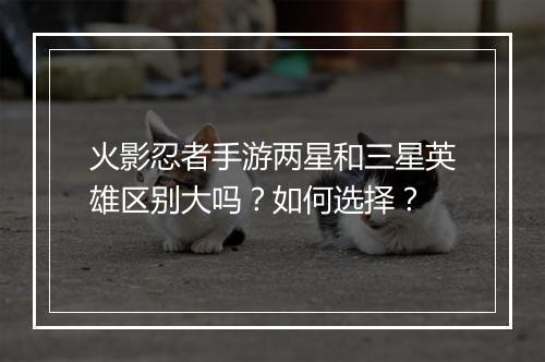 火影忍者手游两星和三星英雄区别大吗？如何选择？