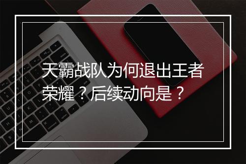 天霸战队为何退出王者荣耀？后续动向是？