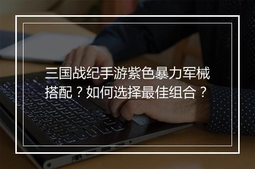 三国战纪手游紫色暴力军械搭配？如何选择最佳组合？