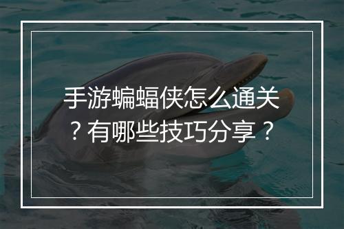 手游蝙蝠侠怎么通关？有哪些技巧分享？
