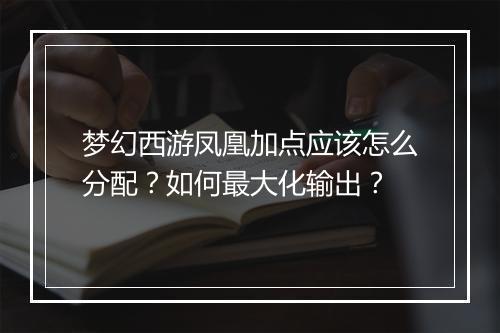梦幻西游凤凰加点应该怎么分配？如何最大化输出？