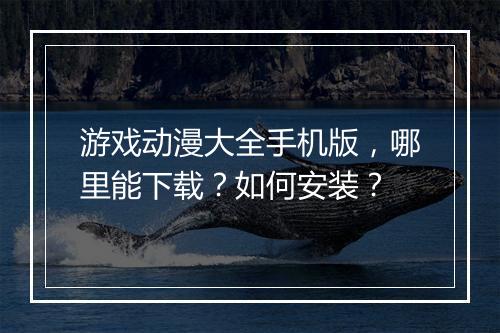 游戏动漫大全手机版,哪里能下载?如何安装?