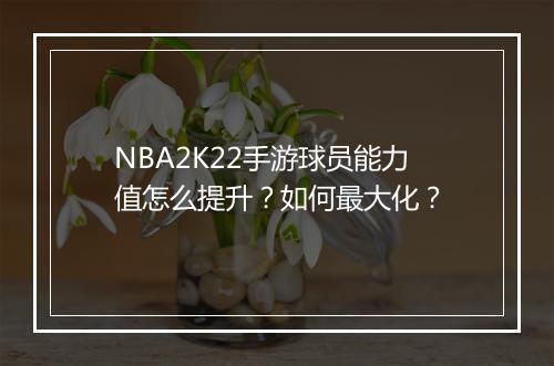 NBA2K22手游球员能力值怎么提升？如何最大化？