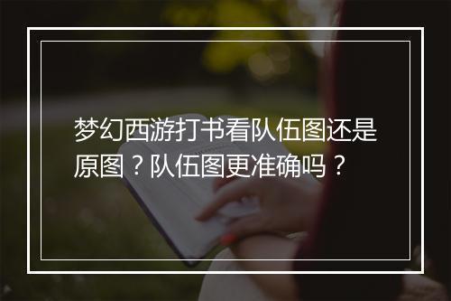 梦幻西游打书看队伍图还是原图？队伍图更准确吗？
