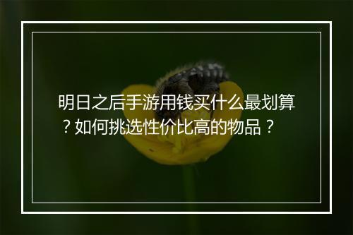 明日之后手游用钱买什么最划算？如何挑选性价比高的物品？