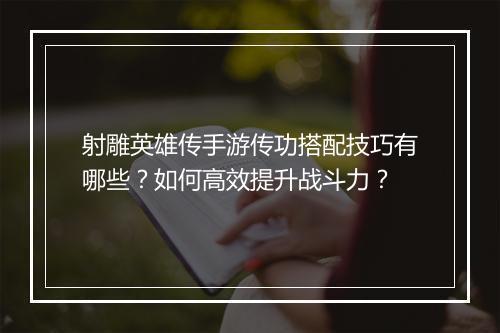 射雕英雄传手游传功搭配技巧有哪些？如何高效提升战斗力？
