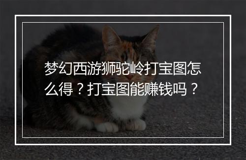 梦幻西游狮驼岭打宝图怎么得？打宝图能赚钱吗？
