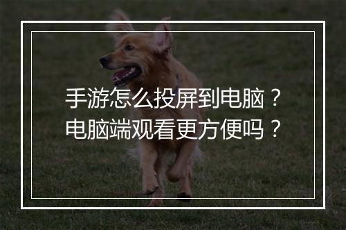 手游怎么投屏到电脑？电脑端观看更方便吗？