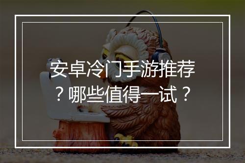 安卓冷门手游推荐？哪些值得一试？