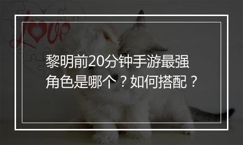 黎明前20分钟手游最强角色是哪个?如何搭配?