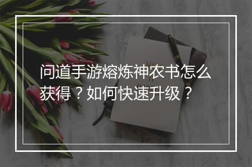 问道手游熔炼神农书怎么获得?如何快速升级?