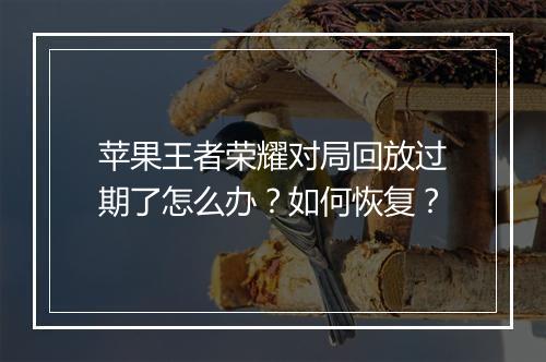 苹果王者荣耀对局回放过期了怎么办?如何恢复?