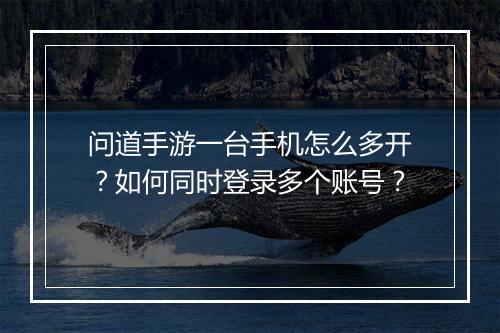 问道手游一台手机怎么多开?如何同时登录多个账号?