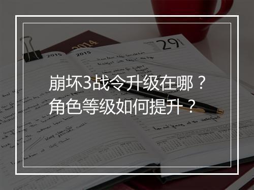 崩坏3战令升级在哪？角色等级如何提升？