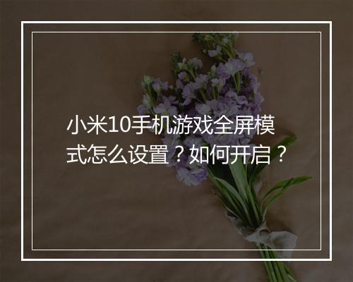 小米10手机游戏全屏模式怎么设置?如何开启?