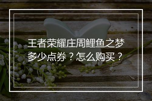 王者荣耀庄周鲤鱼之梦多少点券?怎么购买?
