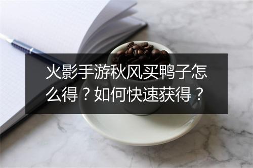 火影手游秋风买鸭子怎么得？如何快速获得？