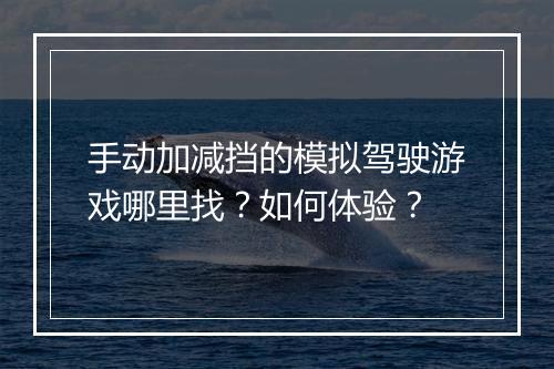 手动加减挡的模拟驾驶游戏哪里找?如何体验?