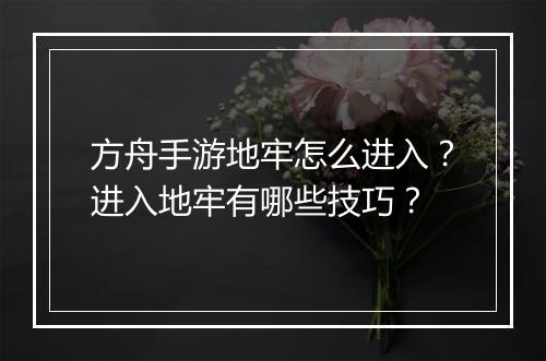方舟手游地牢怎么进入?进入地牢有哪些技巧?