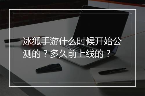 冰狐手游什么时候开始公测的?多久前上线的?