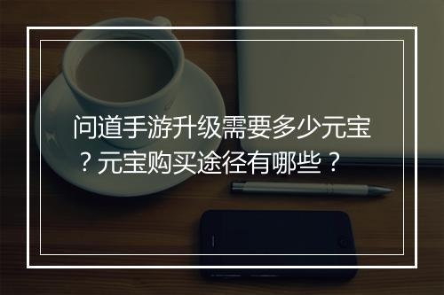 问道手游升级需要多少元宝?元宝购买途径有哪些?