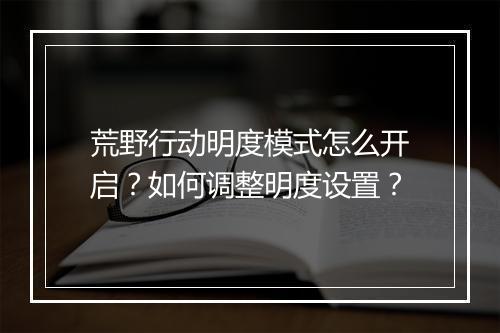 荒野行动明度模式怎么开启？如何调整明度设置？