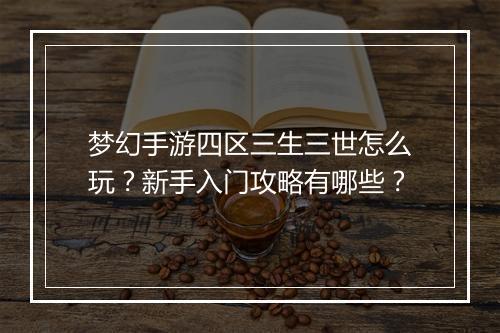 梦幻手游四区三生三世怎么玩?新手入门攻略有哪些?