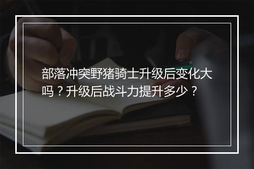 部落冲突野猪骑士升级后变化大吗？升级后战斗力提升多少？