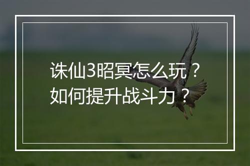 诛仙3昭冥怎么玩？如何提升战斗力？