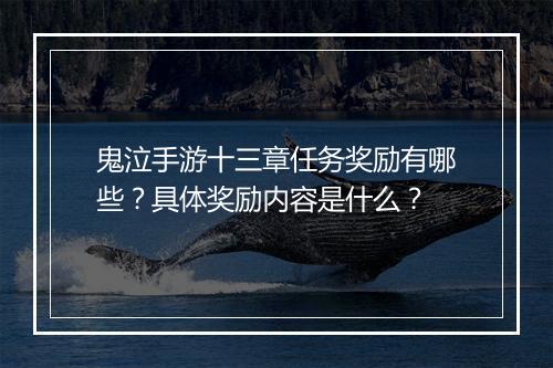 鬼泣手游十三章任务奖励有哪些？具体奖励内容是什么？