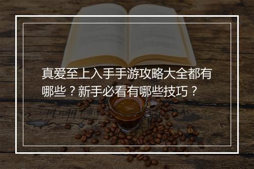 真爱至上入手手游攻略大全都有哪些?新手必看有哪些技巧?