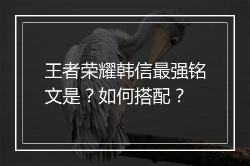 王者荣耀韩信最强铭文是?如何搭配?