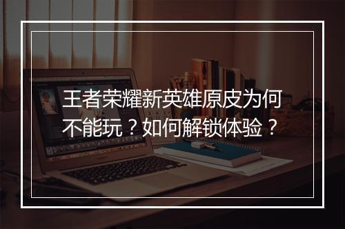 王者荣耀新英雄原皮为何不能玩?如何解锁体验?