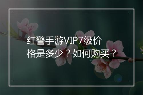 红警手游VIP7级价格是多少?如何购买?