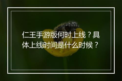 仁王手游版何时上线?具体上线时间是什么时候?