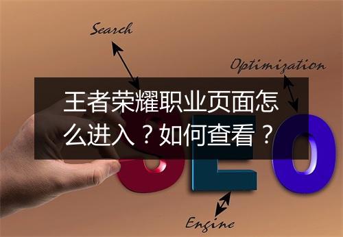 王者荣耀职业页面怎么进入？如何查看？