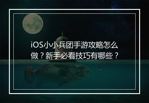 iOS小小兵团手游攻略怎么做?新手必看技巧有哪些?